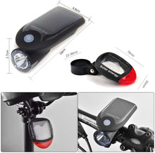 Load image into Gallery viewer, Bike Lights Front and Back Solar Bicycle Light USB Rechargeable LED Light Lamp 3 Function