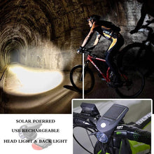Load image into Gallery viewer, Bike Lights Front and Back Solar Bicycle Light USB Rechargeable LED Light Lamp 3 Function