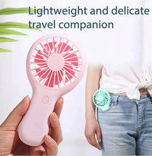 Load image into Gallery viewer, Creative Mini Handheld Small Fan USB Charging Portable 3 Speed High Wind Desktop Office Travel Pocket Fan Student Quiet Chroma