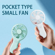 Load image into Gallery viewer, Creative Mini Handheld Small Fan USB Charging Portable 3 Speed High Wind Desktop Office Travel Pocket Fan Student Quiet Chroma