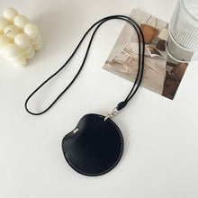 Load image into Gallery viewer, Black Stylish Leather Earbud Pouch with Lanyard - Portable & Compact Coin Purse for Small Items