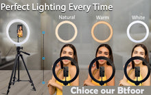 Load image into Gallery viewer, 26cm 10 inch Photo Ring light Led Bluetooth Remote Lamp Tripod Holder