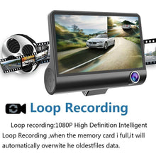 Load image into Gallery viewer, Dashcam Three Way Car DVR with Dual / Reverse Camera Night Vision Dash Cam