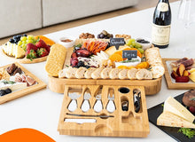Load image into Gallery viewer, Cheese Board - Bamboo Charcuterie Boards and Knife Set, Extra Large Charcuterie Board Set & Accessories, Unique House Warming Gifts, New Home, Anniversary Wedding Gifts for Couple, Bridal Shower Gift
