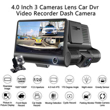 Load image into Gallery viewer, Dashcam Three Way Car DVR with Dual / Reverse Camera Night Vision Dash Cam