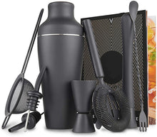Load image into Gallery viewer, Cocktail Set, Cocktail Making Set, Parisian Matte Black 9 Piece Stainless Steel Cocktail Shaker Set, Bar Tool
