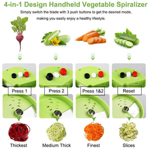 Handheld Spiralizer Vegetable Fruit Slicer 4 in 1 Adjustable Spiral Grater Cutter Salad Tools Zucchini Noodle Spaghetti Maker