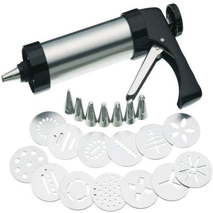 Manual Cookie Press Maker Machine Gun, Stainless Steel Piping Nozzles Biscuit Make Cake Decoration Tools, Decorating Squeezing