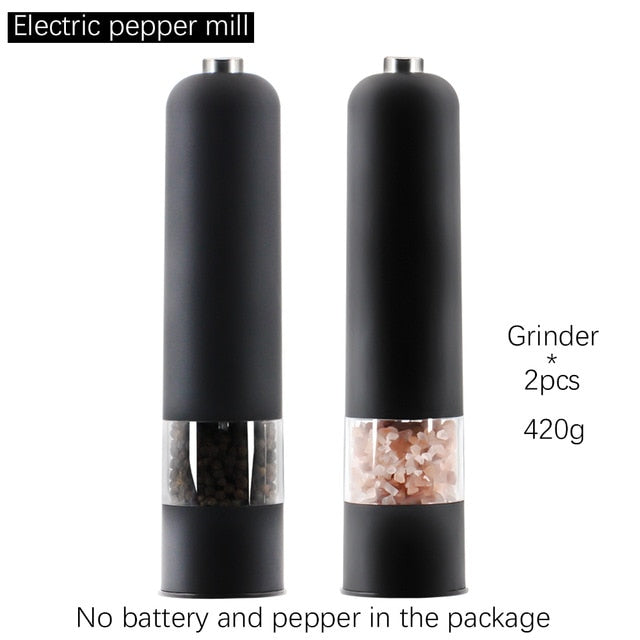 Automatic Salt Pepper Grinder Set Electric Plastic Ceramic Burr Mill For Herb Pepper Spice Adjustable Kitchen Grinding Gadgets