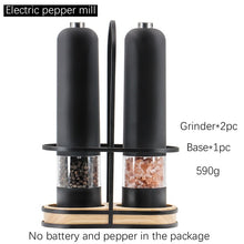 Load image into Gallery viewer, Automatic Salt Pepper Grinder Set Electric Plastic Ceramic Burr Mill For Herb Pepper Spice Adjustable Kitchen Grinding Gadgets
