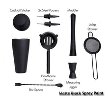 Load image into Gallery viewer, Cocktail Set, Cocktail Making Set, Parisian Matte Black 9 Piece Stainless Steel Cocktail Shaker Set, Bar Tool
