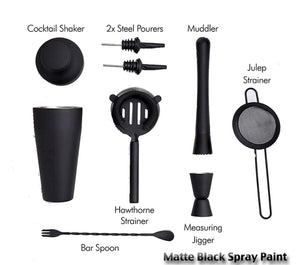 Cocktail Set, Cocktail Making Set, Parisian Matte Black 9 Piece Stainless Steel Cocktail Shaker Set, Bar Tool